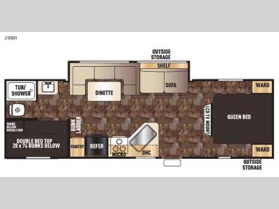 Floorplan - 2016 Forest River RV Cherokee Grey Wolf 28BH