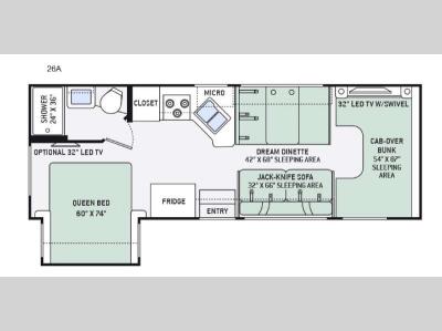 Floorplan - 2016 Thor Motor Coach Four Winds 26A