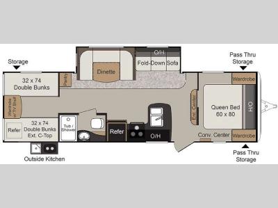 Floorplan - 2016 Keystone RV Passport 2920BH Grand Touring