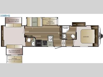 Floorplan - 2016 Keystone RV Cougar 339BHS