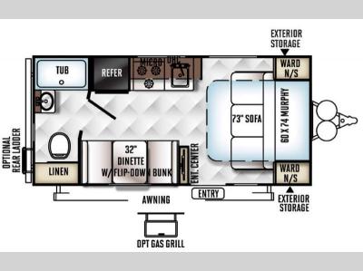 Floorplan - 2016 Forest River RV Flagstaff Micro Lite 19FD