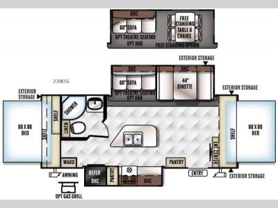 Floorplan - 2016 Forest River RV Flagstaff Shamrock 23IKSS