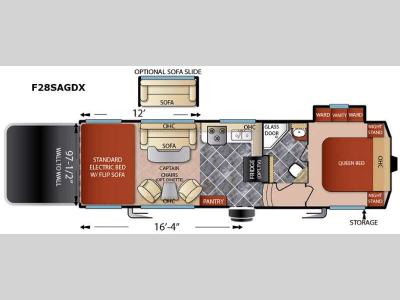 Floorplan - 2016 Forest River RV Shockwave F28SAGDX