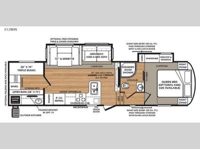 Floorplan - 2016 Forest River RV Wildcat 312BHX