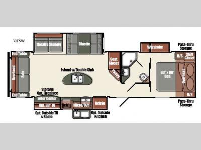 Floorplan - 2016 Gulf Stream RV Streamlite Champagne Series 30TSW