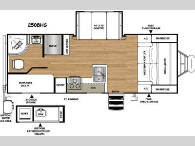 Floorplan - 2016 Forest River RV Vibe Extreme Lite 250BHS