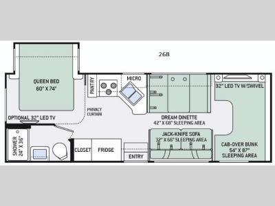 Floorplan - 2016 Thor Motor Coach Four Winds 26B
