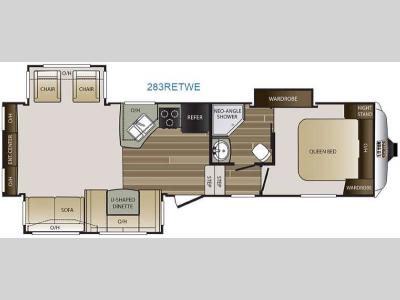 Floorplan - 2017 Keystone RV Cougar Half-Ton Series 283RETWE