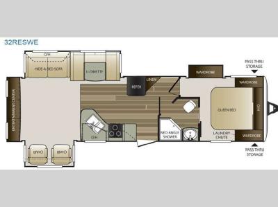 Floorplan - 2017 Keystone RV Cougar Half-Ton Series 32RESWE