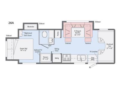 Floorplan - 2017 Winnebago Minnie Winnie 26A