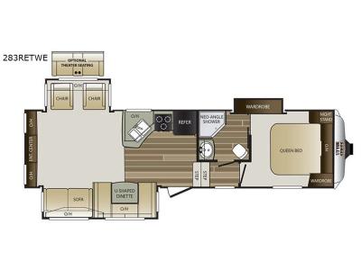 Floorplan - 2017 Keystone RV Cougar Half-Ton Series 283RETWE
