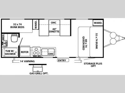 Floorplan - 2005 Forest River RV Wildwood 23 BHLE