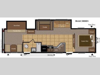 Floorplan - 2011 Keystone RV Hideout 30BHDS