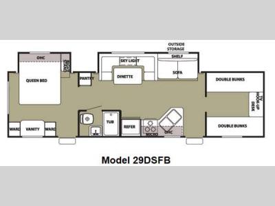 Floorplan - 2013 Forest River RV Cherokee Grey Wolf 29DSFB