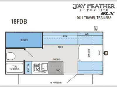 Floorplan - 2014 Jayco Jay Feather Ultra Lite SLX 18FDB SLX