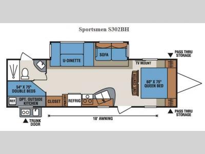 Floorplan - 2015 KZ Sportsmen S302BH