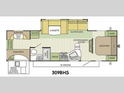 Floorplan - 2016 Starcraft Travel Star 309BHS