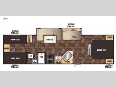 Floorplan - 2016 Forest River RV Cherokee Grey Wolf 29BH