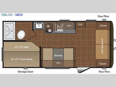 Floorplan - 2016 Keystone RV Hideout Single Axle 185LHS