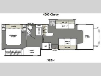 Floorplan - 2016 Coachmen RV Freelander 32BH Chevy 4500