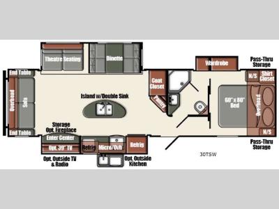 Floorplan - 2016 Gulf Stream RV Gulf Breeze Champagne Series 30TSW