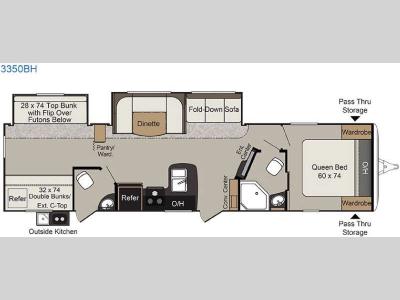 Floorplan - 2016 Keystone RV Passport 3350BH Grand Touring