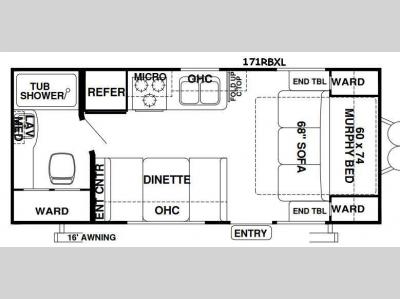 Floorplan - 2016 Forest River RV Wildwood X-Lite 171RBLXL