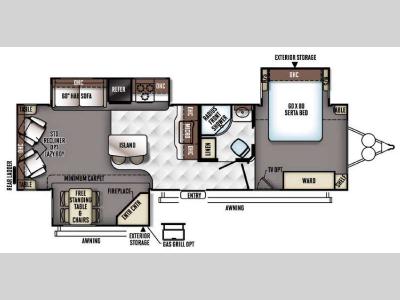 Floorplan - 2017 Forest River RV Flagstaff Classic Super Lite 832IKBS