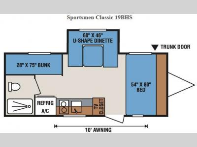 Floorplan - 2017 KZ Sportsmen Classic 19BHS