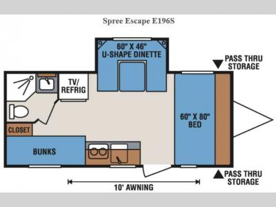 Floorplan - 2017 KZ Spree Escape E196S