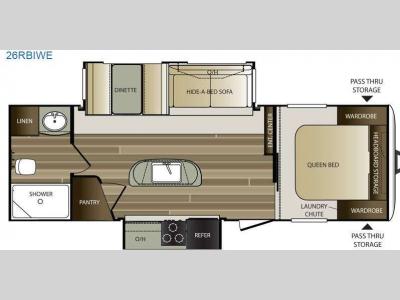 Floorplan - 2017 Keystone RV Cougar Half-Ton Series 26RBIWE