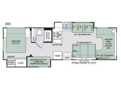 Floorplan - 2017 Thor Motor Coach Four Winds 30D Bunkhouse