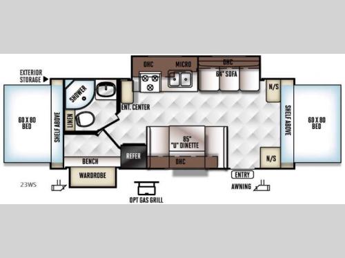 Floorplan - 2016 Forest River RV Flagstaff Shamrock 23WS