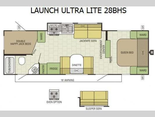 Launch Ultra Lite 28BHS Floorplan