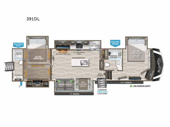 Solitude 391DL Floorplan Image