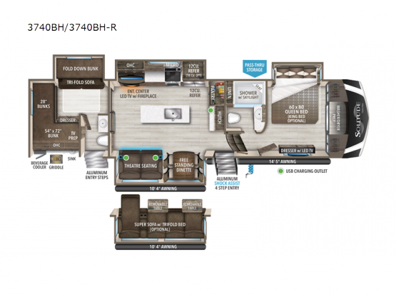 Solitude S-Class 3740BH-R Floorplan Image
