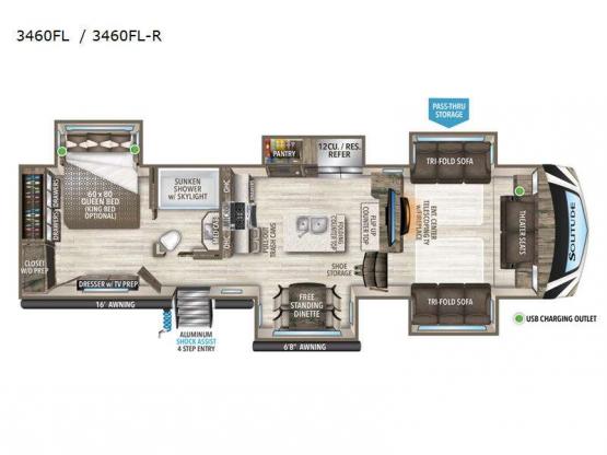 Solitude S-Class 3460FL-R Floorplan Image