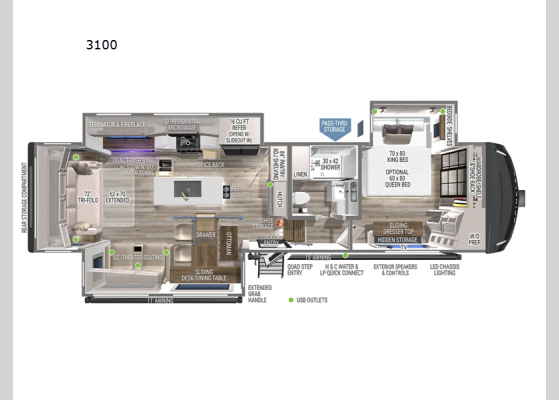 Floorplan - 2025 Model Z 3100 Fifth Wheel