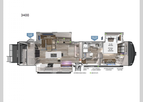 Floorplan - 2025 Model Z 3400 Fifth Wheel