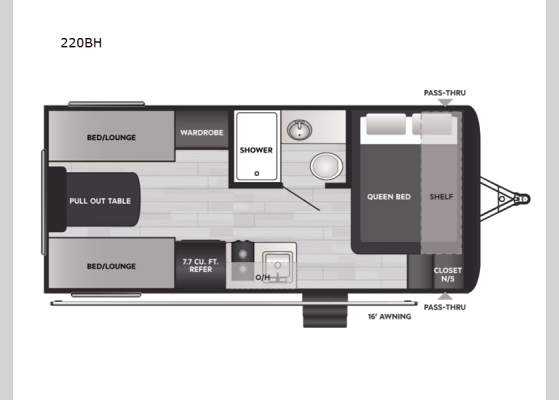 Floorplan - 2025 Hideout Sport Single Axle 220BH Travel Trailer