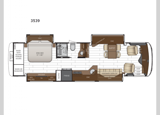 Floorplan - 2025 New Aire 3539 Motor Home Class A - Diesel