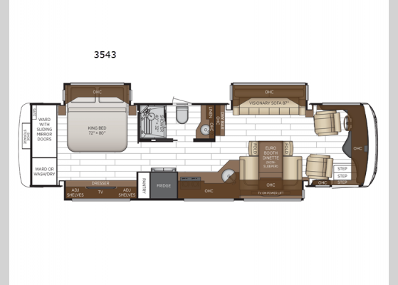 Floorplan - 2025 New Aire 3543 Motor Home Class A - Diesel