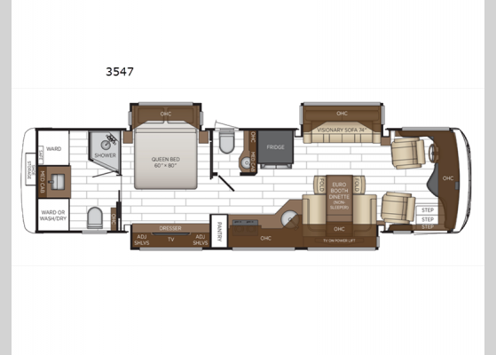 Floorplan - 2025 New Aire 3547 Motor Home Class A - Diesel