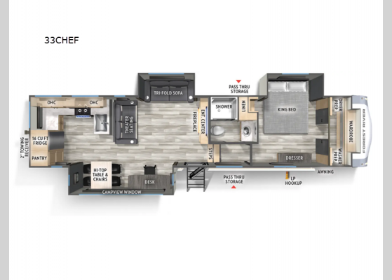 Floorplan - 2025 Wildcat 33CHEF Fifth Wheel