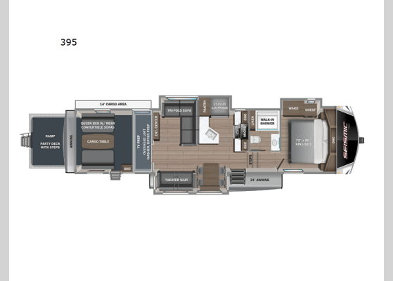 Floorplan - 2024 Seismic 395 Toy Hauler Fifth Wheel