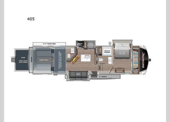 Floorplan - 2024 Seismic 405 Toy Hauler Fifth Wheel