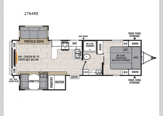 Floorplan - 2023 Northern Spirit Ultra Lite 2764RE Travel Trailer