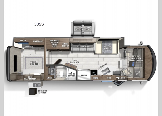 Floorplan - 2025 Mirada 33SS Motor Home Class A