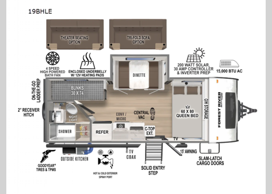 Floorplan - 2025 Surveyor Legend 19BHLE Travel Trailer