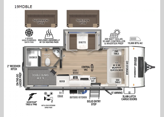 Floorplan - 2025 Surveyor Legend 19MDBLE Travel Trailer